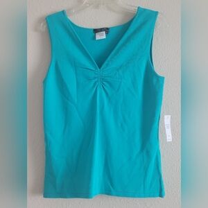 City Girl Sz Small Teal V-Neck Sleeveless Tank Top